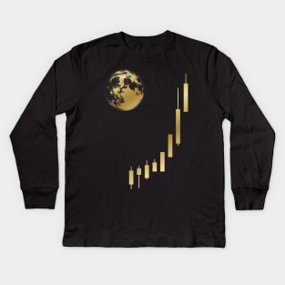 To The Moon Crypto Bull Run Kids Long Sleeve T-Shirt